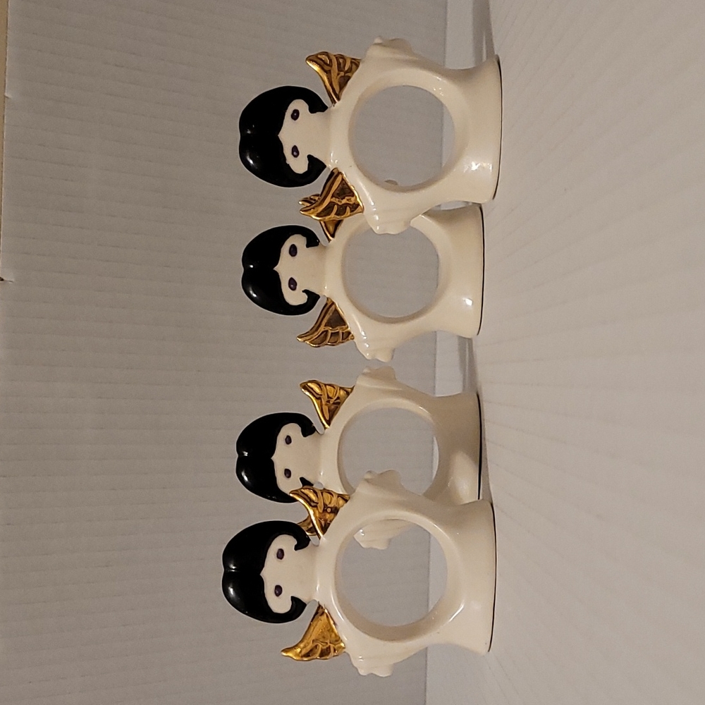 Adorable Set of 4 Porcelain Angel Napkin Rings